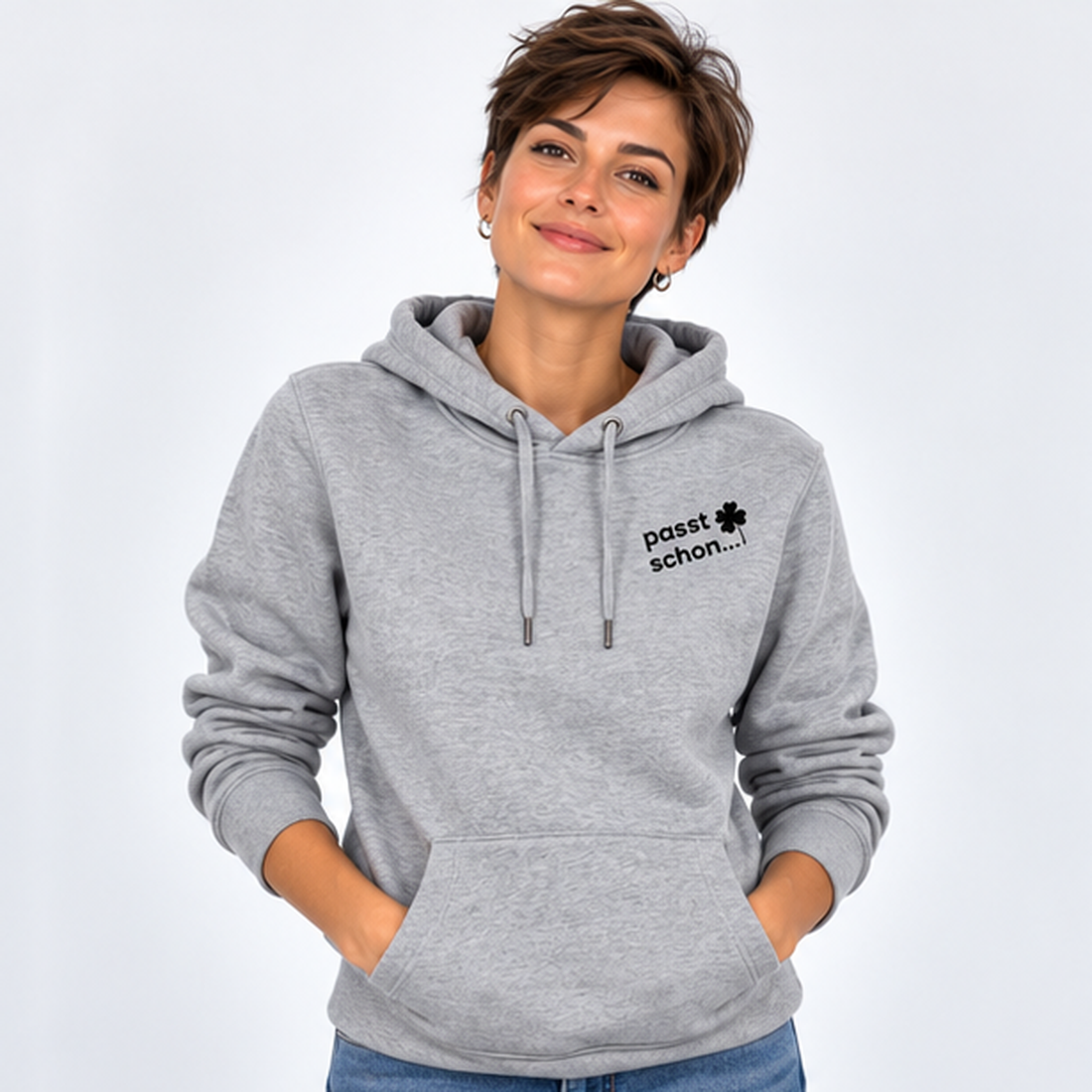 Lisi №7 – Grauer Hoodie mit schwarzem Logodruck