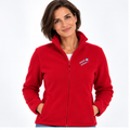 Christiane №9 – Rote, leicht taillierte Fleecejacke mit blauer Logostickerei
