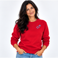 Anna №22 – Roter Light Sweater mit blauer Logostickerei