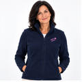 Christiane №3 – Dunkelblaue, leicht taillierte Fleecejacke mit rosa Logostickerei