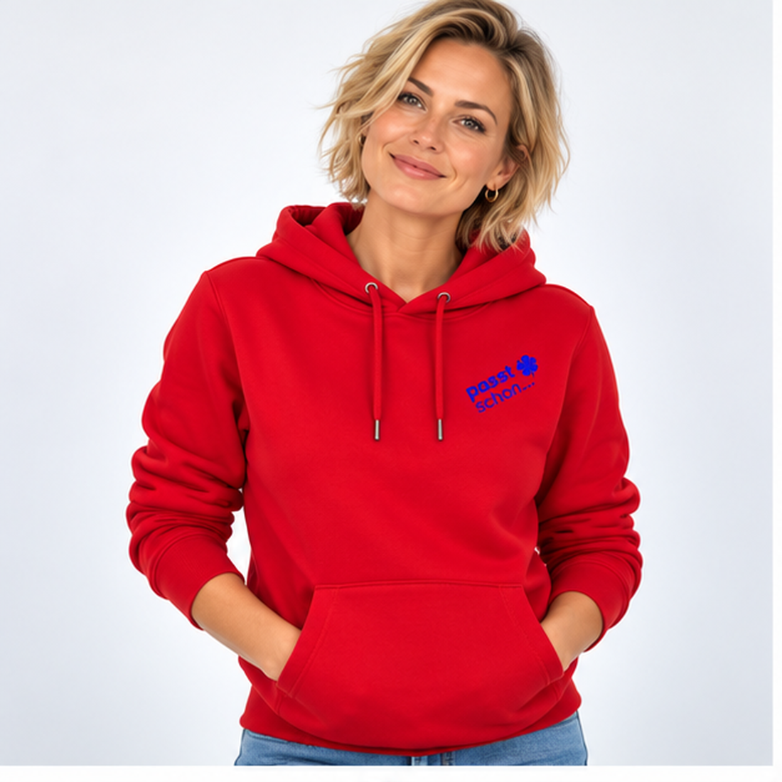 Lisi №15 – Roter Hoodie mit blauem Logodruck