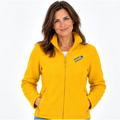 Christiane №10 – Gelbe, leicht taillierte Fleecejacke mit blauer Logostickerei
