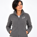 Christiane №6 – Graue, leicht taillierte Fleecejacke mit weißer Logostickerei