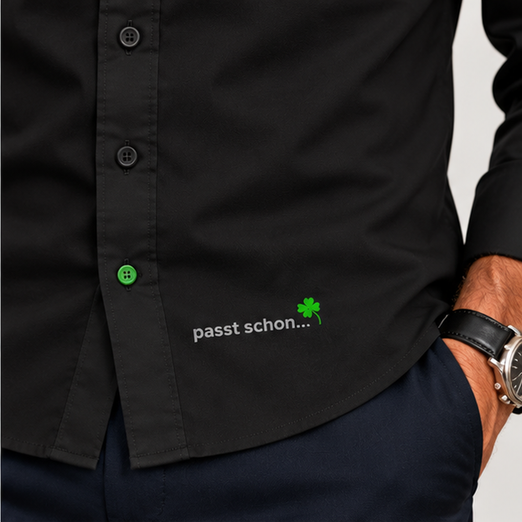 Leo №2 – Schwarzes Langarm-Hemd aus Baumwoll-Micro-Twill
