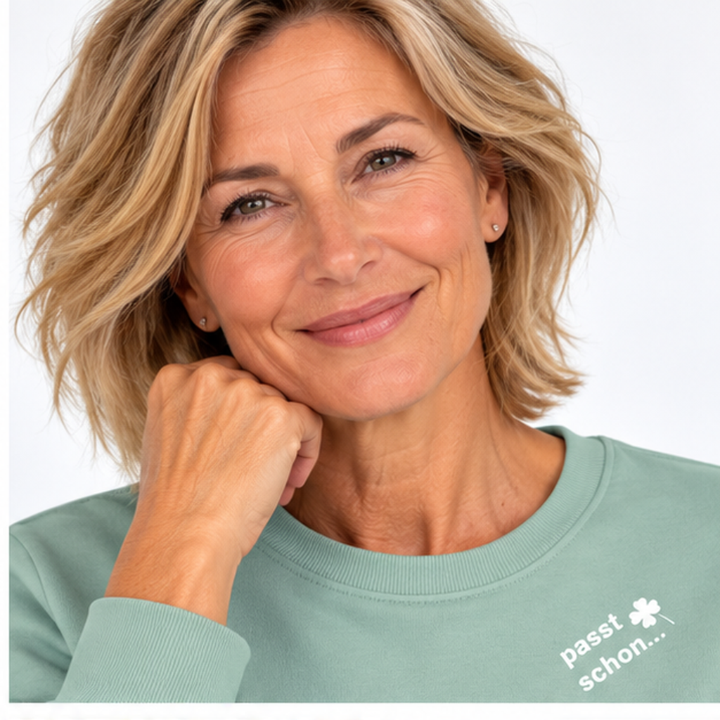 Anna №14 – Lindgrüner Light Sweater mit weißer Logostickerei