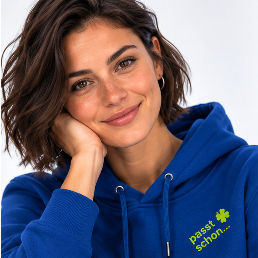 Lisi №4 – Royalblauer Hoodie mit orangem Logodruck
