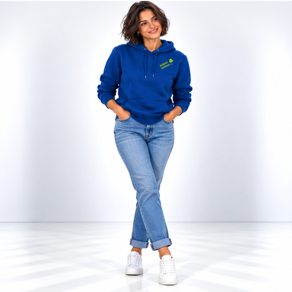 Lisi №4 – Royalblauer Hoodie mit orangem Logodruck