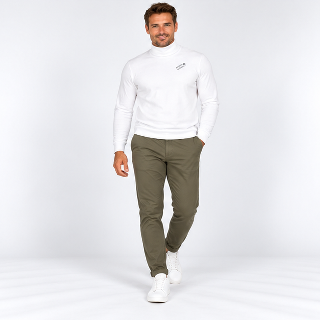 Christian №1 – Weißer Rollkragenpullover aus 100 % Baumwolle