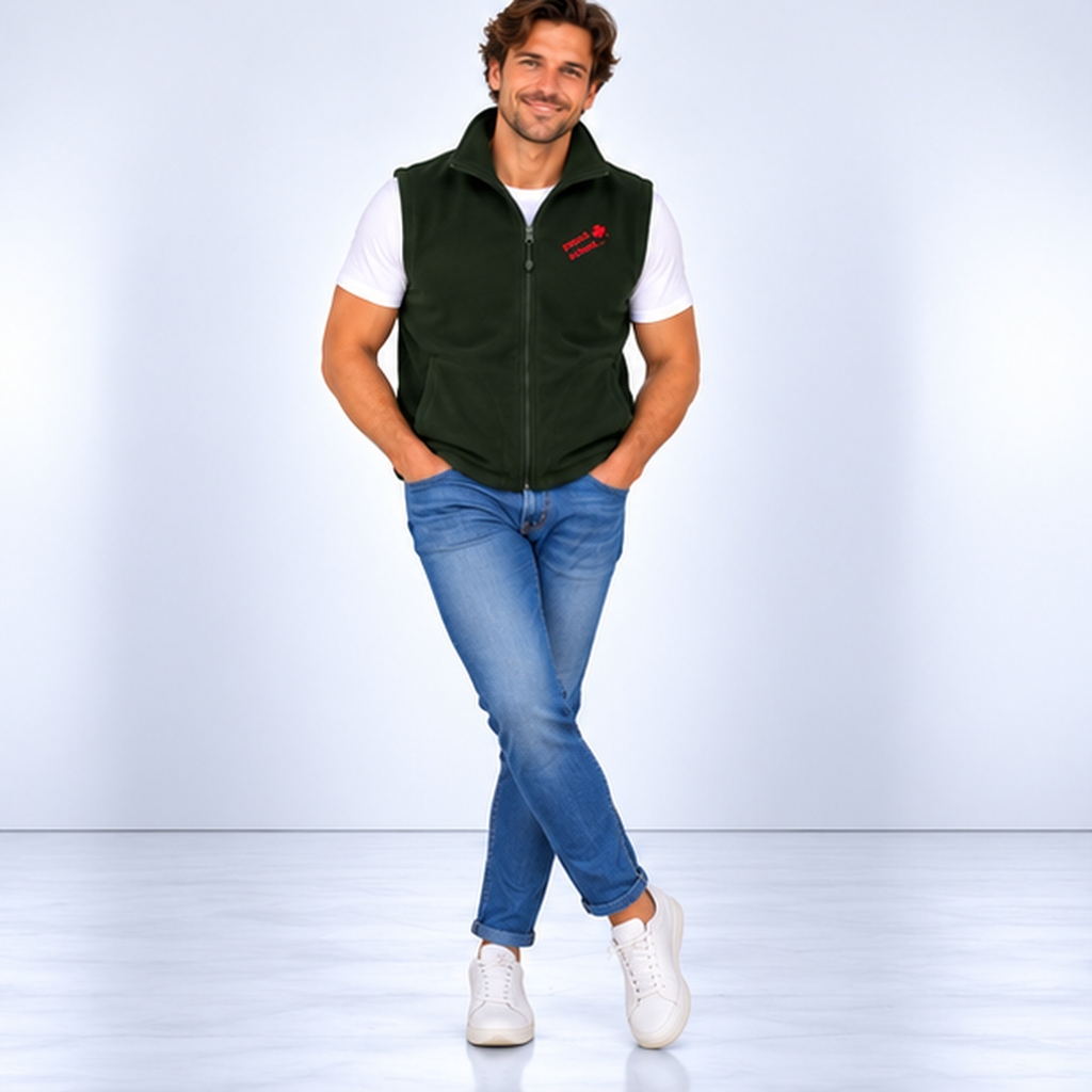 Hubert №7 – Grün Fleeceweste mit blauer Logostickerei