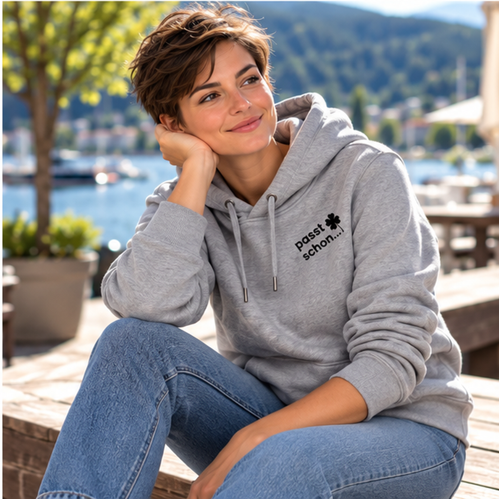 Lisi №7 – Grauer Hoodie mit schwarzem Logodruck