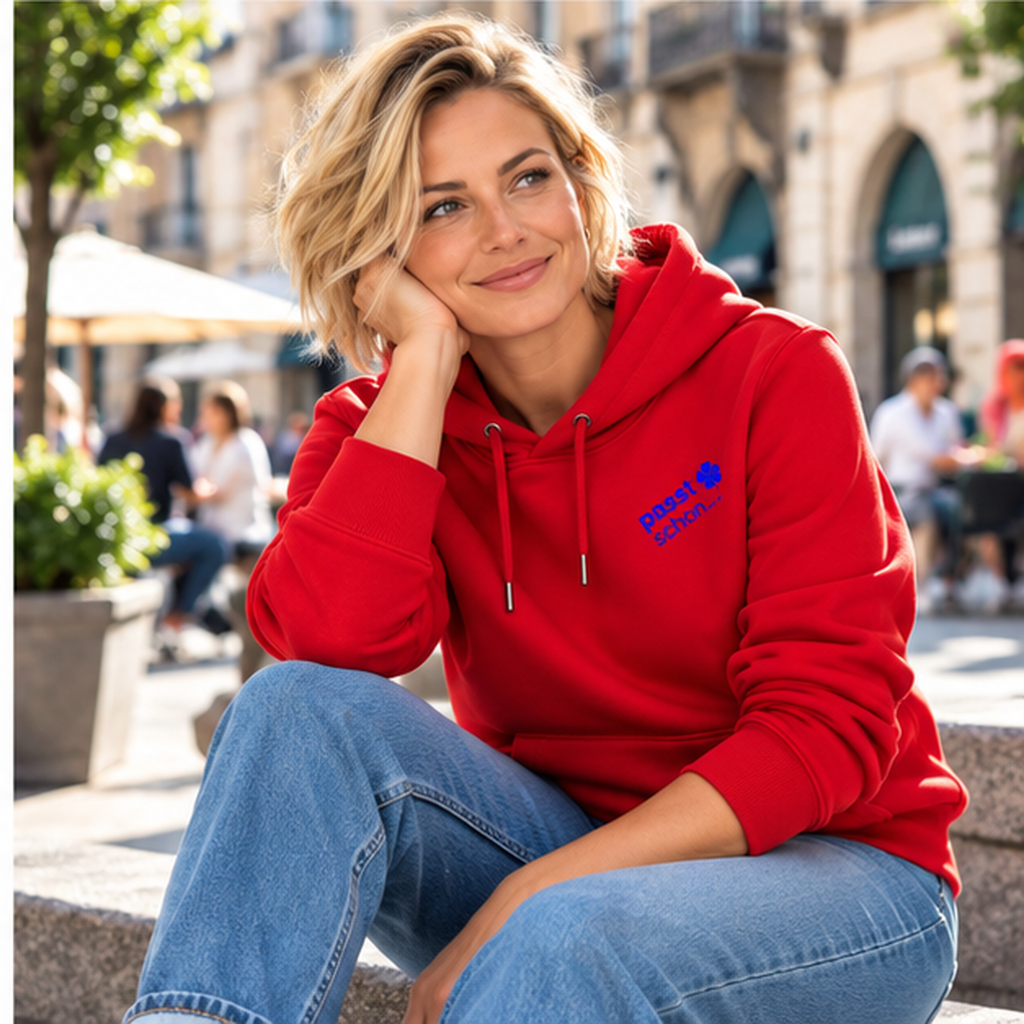 Lisi №15 – Roter Hoodie mit blauem Logodruck
