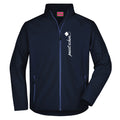 Klaus №1 – Dunkelblaue Softshelljacke mit reflektierendem Aufdruck