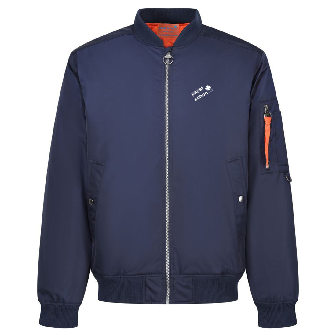 Pilotenjacke №1 – Dunkelblau mit weißem Druck