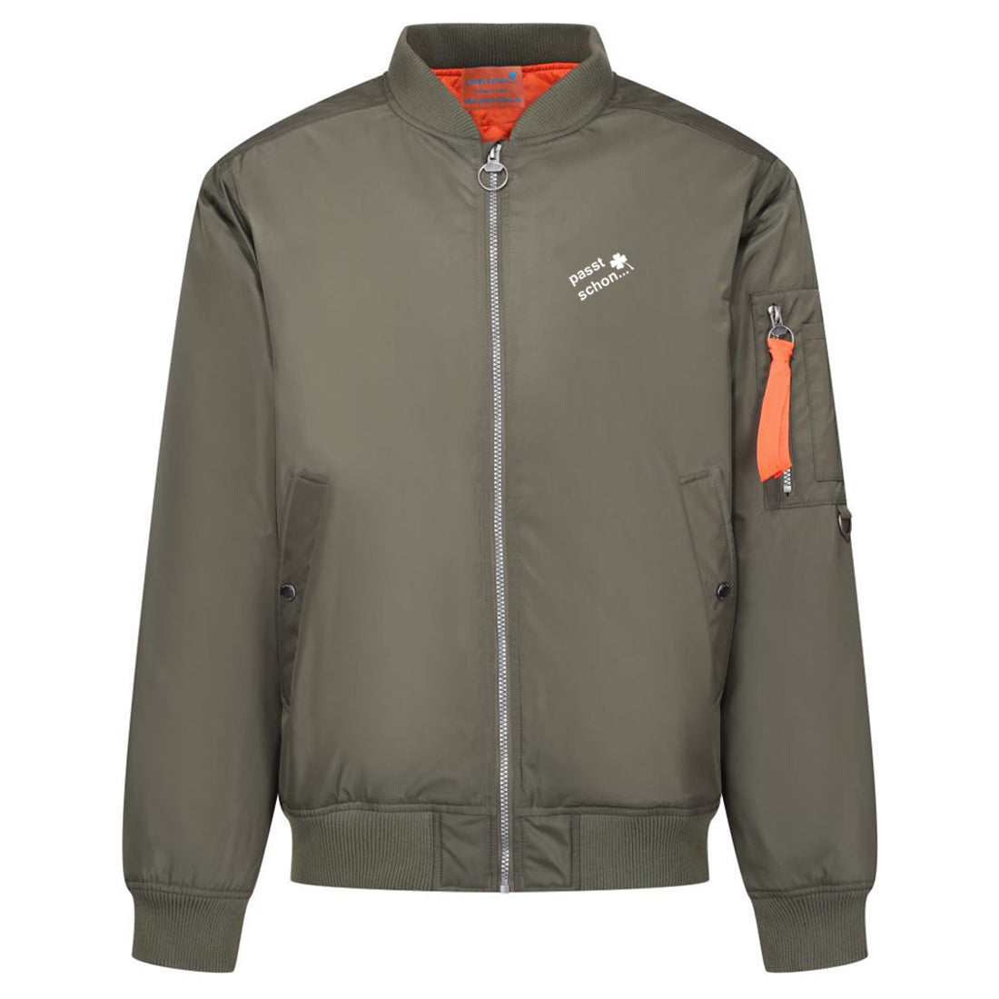 Pilotenjacke №2 – Olivgrün mit weißem Druck