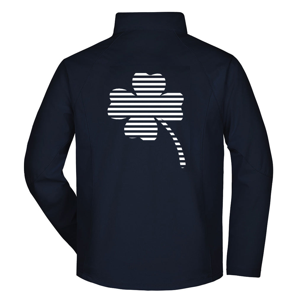 Klaus №1 – Dunkelblaue Softshelljacke mit reflektierendem Aufdruck