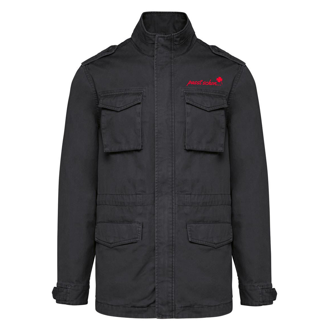 Safari-Jacke №2 – Schwarz mit rotem Druck