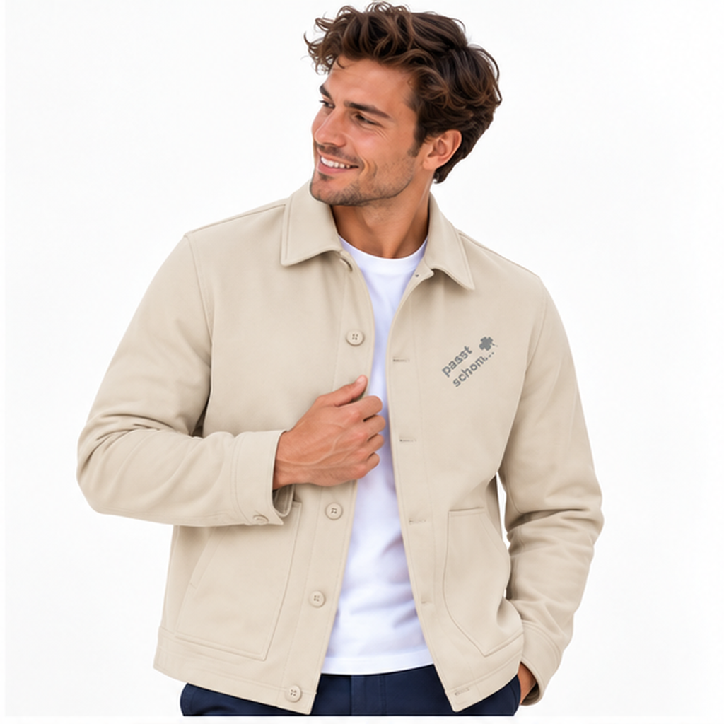 Hemdjacke №2 – Sand mit grauem Druck