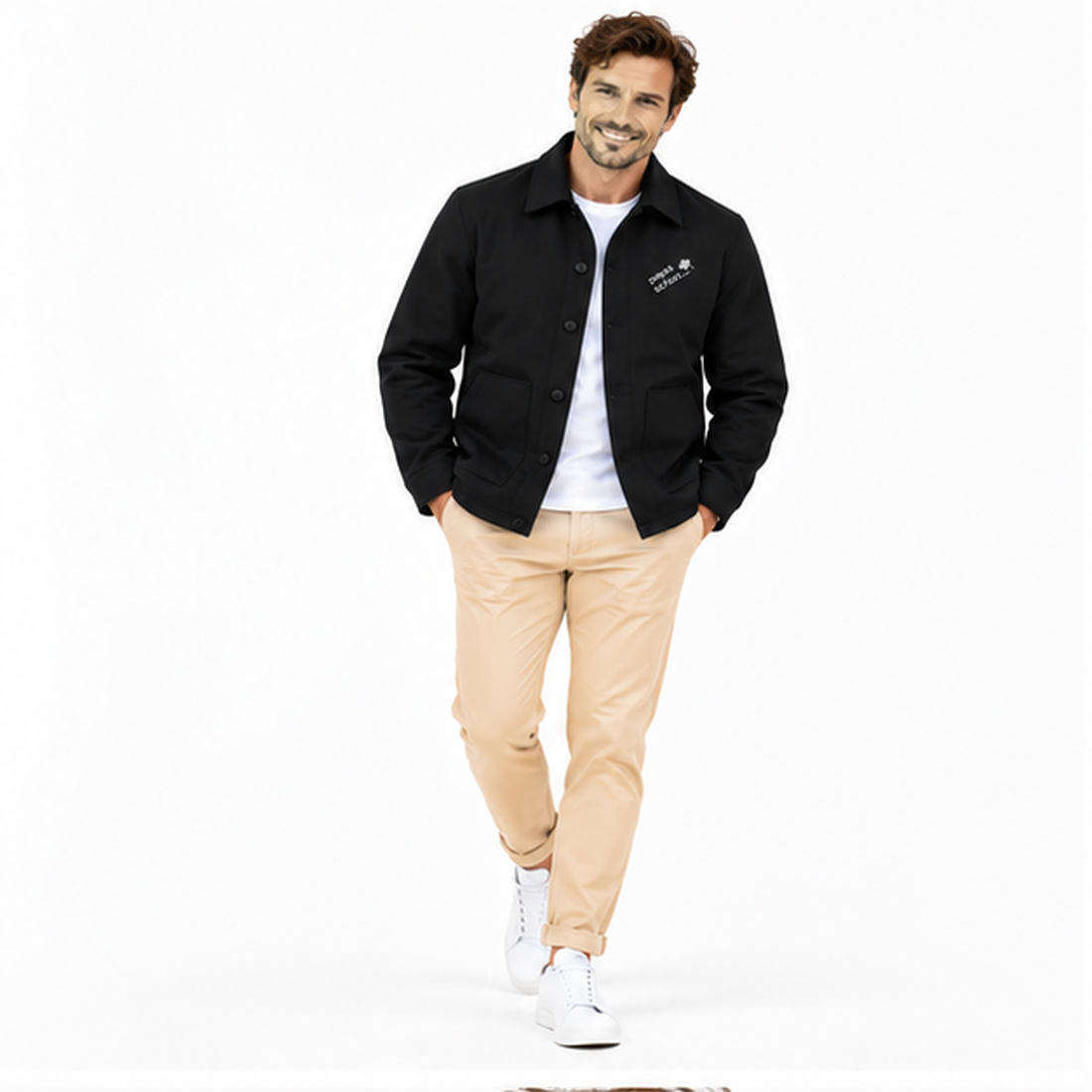 Hemdjacke №4 – Schwarz mit grauem Druck
