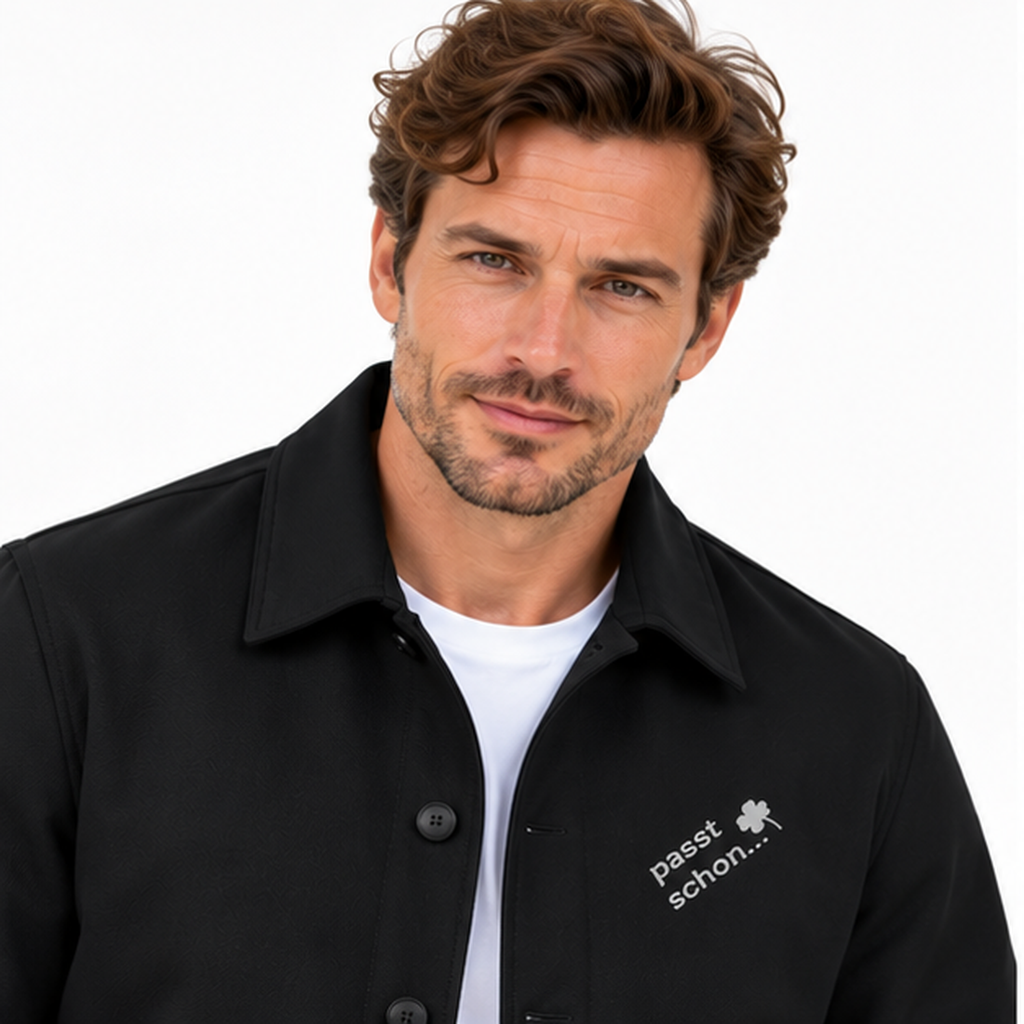 Hemdjacke №4 – Schwarz mit grauem Druck