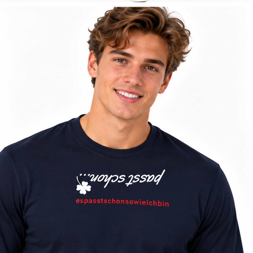 Hannes №1 – Dunkelblaues Langarm-T-Shirt mit Botschaft