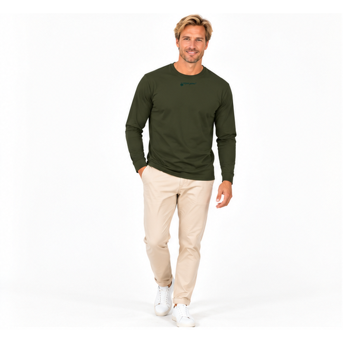 Mario №4 – Olivegrünes Langarm-T-Shirt