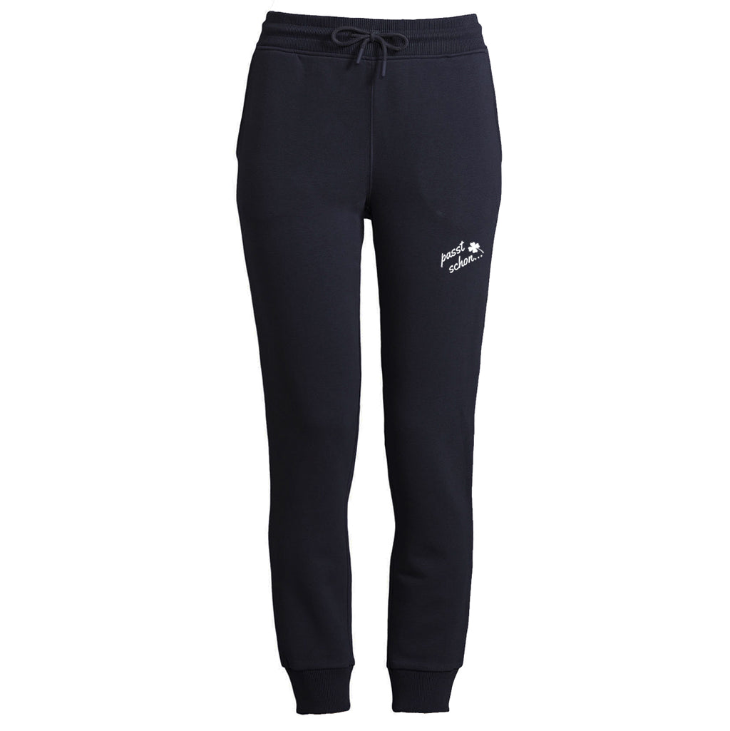 Stefanie №2 – Dunkelblaue Jogginghose mit weißem Druck