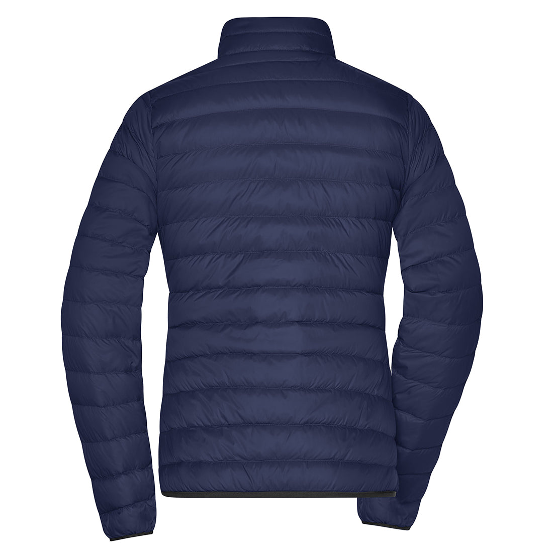Anita №2 – Dunkelblaue, klassisch geschnittene Daunenjacke mit weiß-grüner Logostickerei