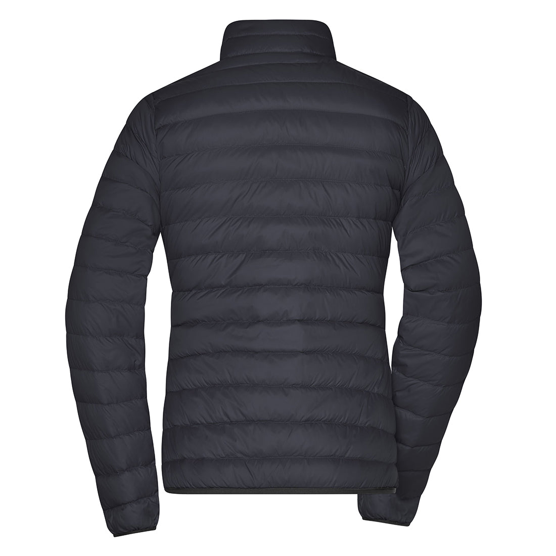 Anita №4 – Graphitfarbene, klassisch geschnittene Daunenjacke mit weiß-grüner Logostickerei