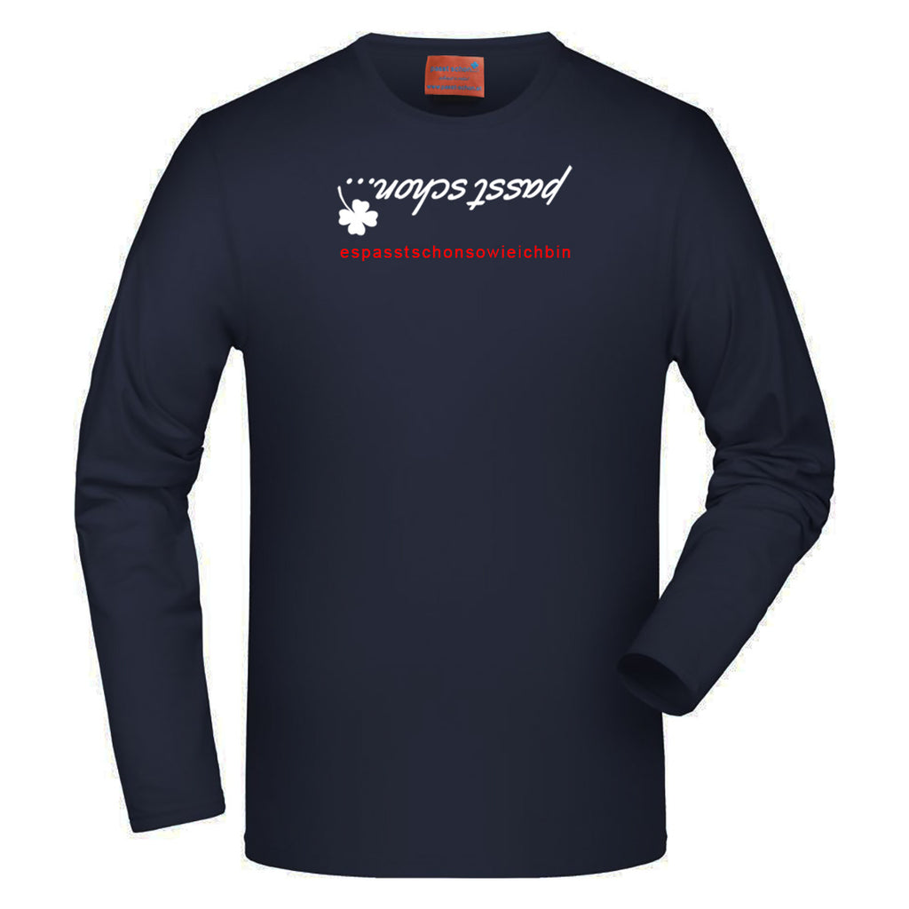 Hannes №1 – Dunkelblaues Langarm-T-Shirt mit Botschaft