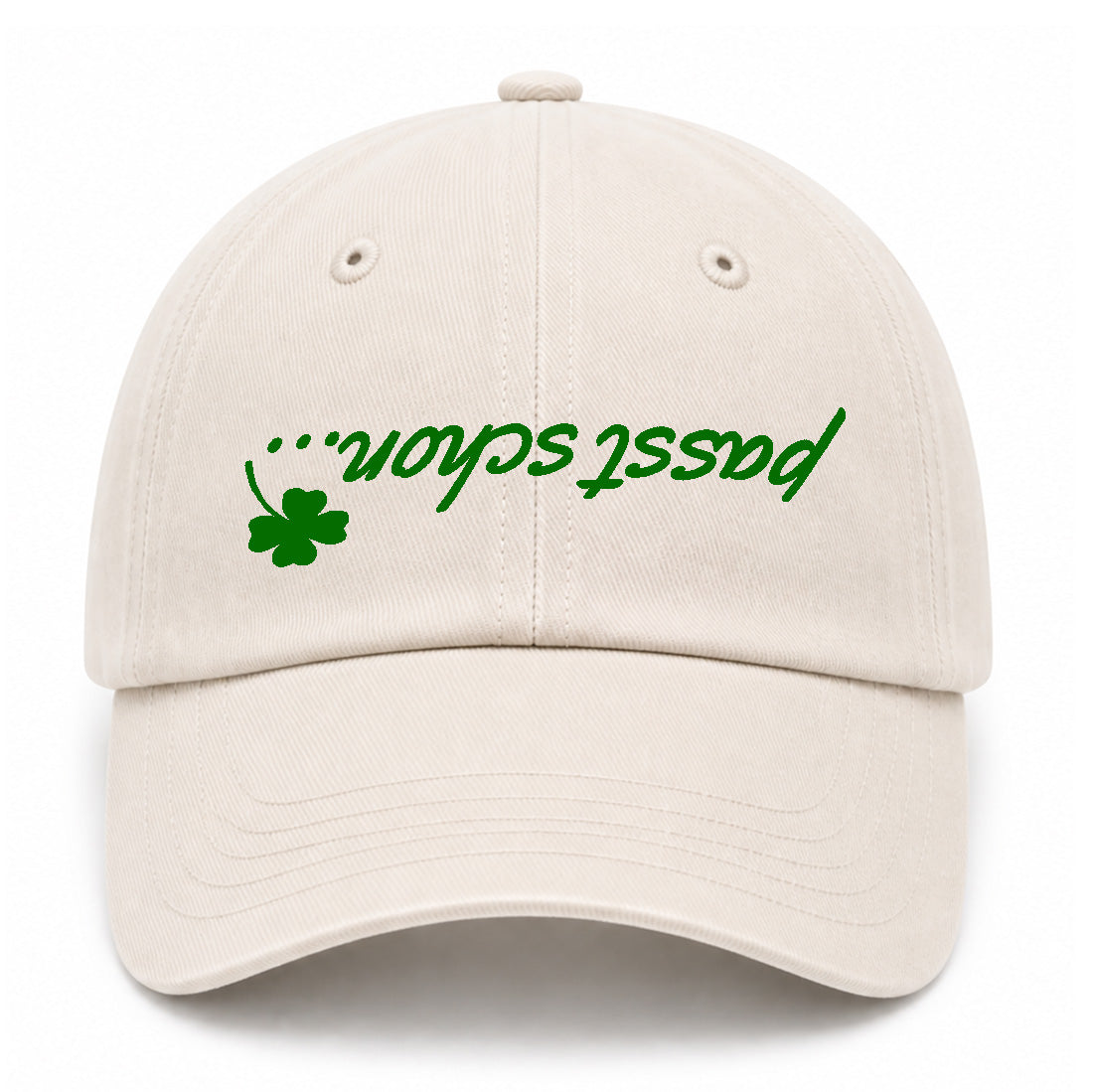 Toni №6 – Beige Dad Kappe mit grünem passt schon…🍀 Logo