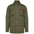 Safari-Jacke №1 – Olivgrün mit rotem Druck
