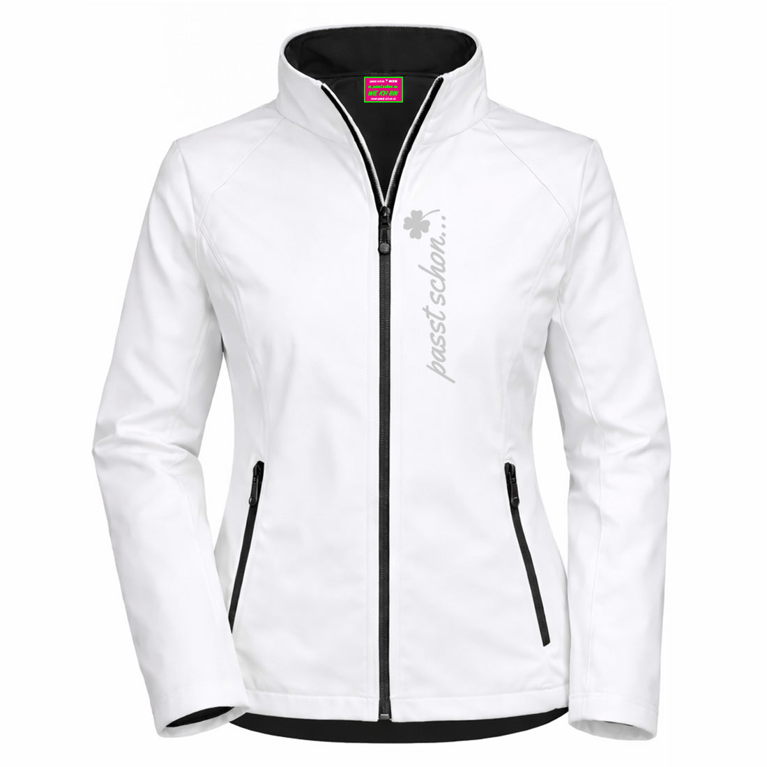 Sandra №4 | Klassisch geschnittene Softshelljacke mit reflektierendem Aufdruck