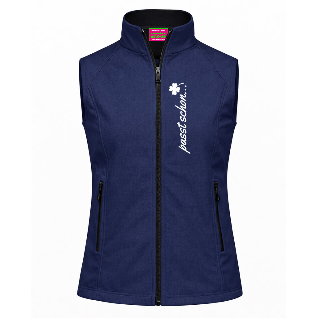Sabrina №1 – Dunkelblaue Softshellweste mit reflektierendem Aufdruck