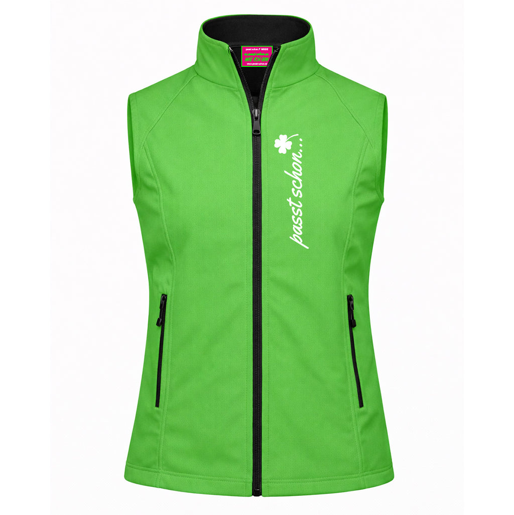 Sabrina №2 – Grüne Softshellweste mit reflektierendem Aufdruck