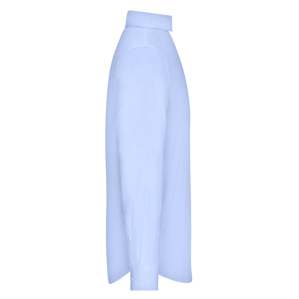 Leo №3 – Oxford-blaues Langarm-Hemd aus Baumwoll-Micro-Twill