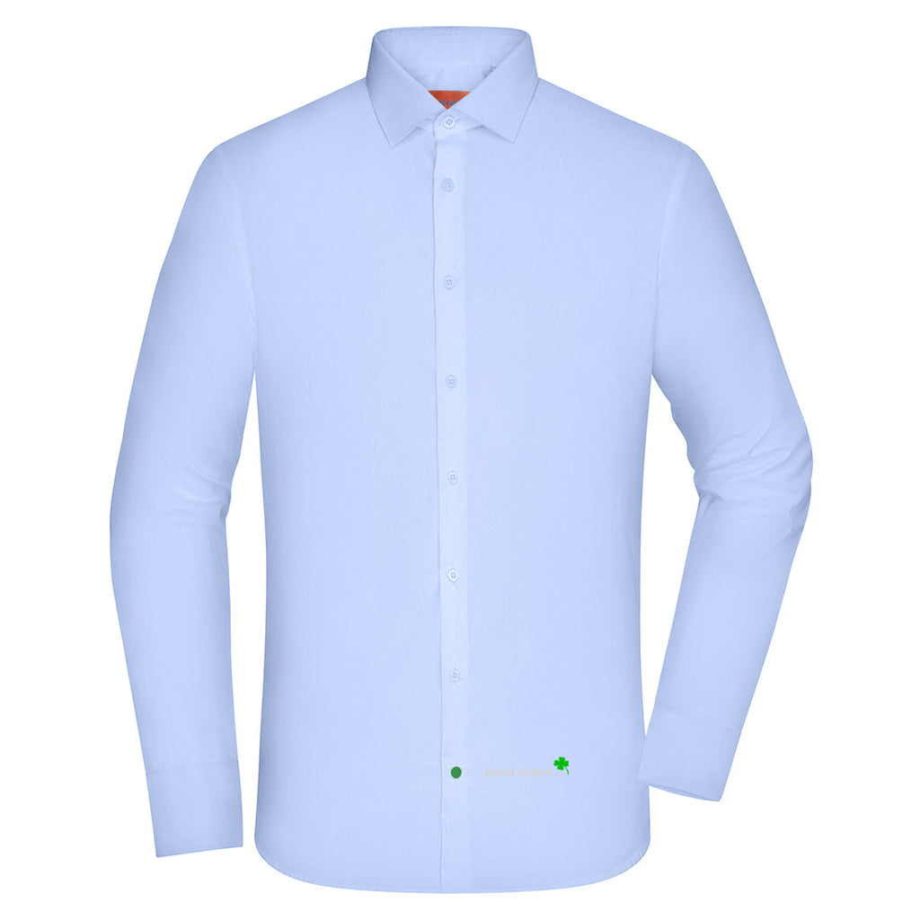 Leo №3 – Oxford-blaues Langarm-Hemd aus Baumwoll-Micro-Twill