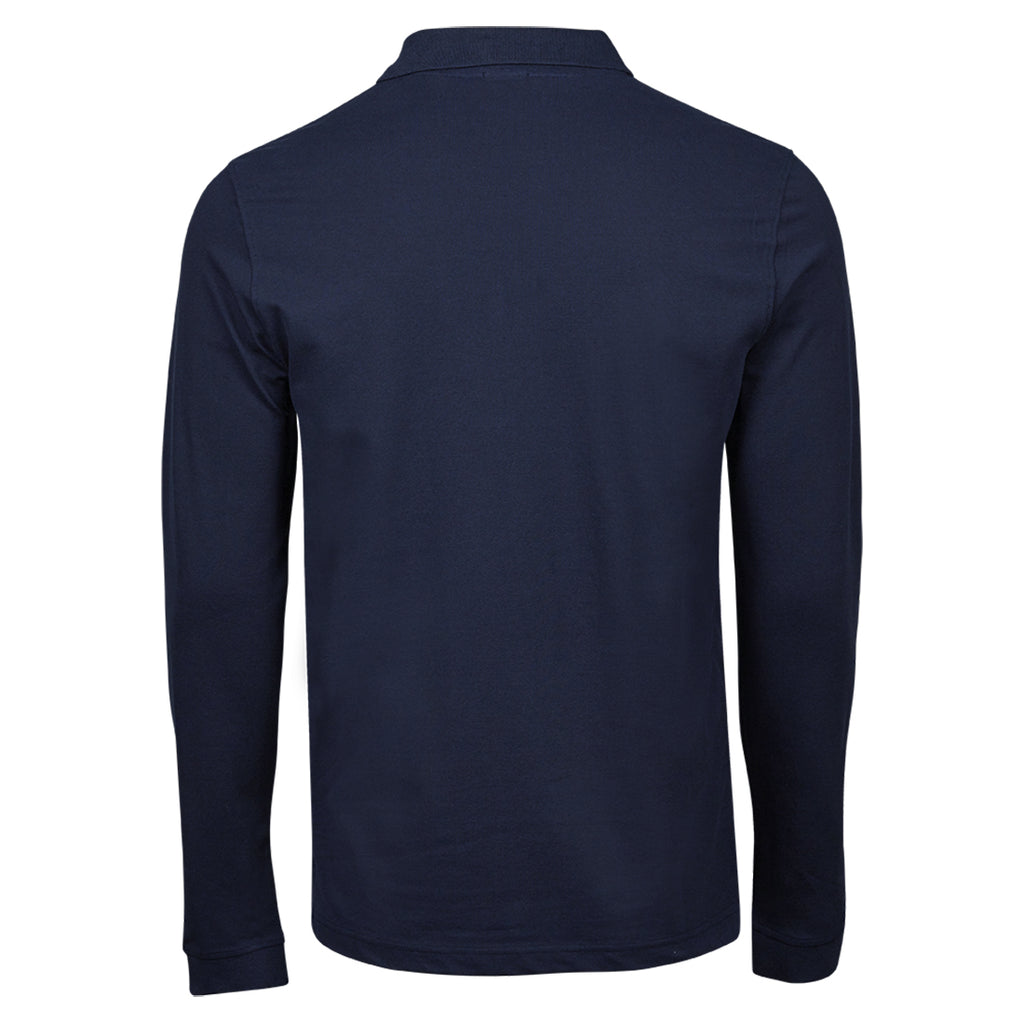 Clemens №3 – Dunkelblaues Langarm-Poloshirt aus Stretch-Piqué