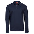 Clemens №3 – Dunkelblaues Langarm-Poloshirt aus Stretch-Piqué