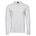 Clemens №1 – Weißes Langarm-Poloshirt aus Stretch-Piqué