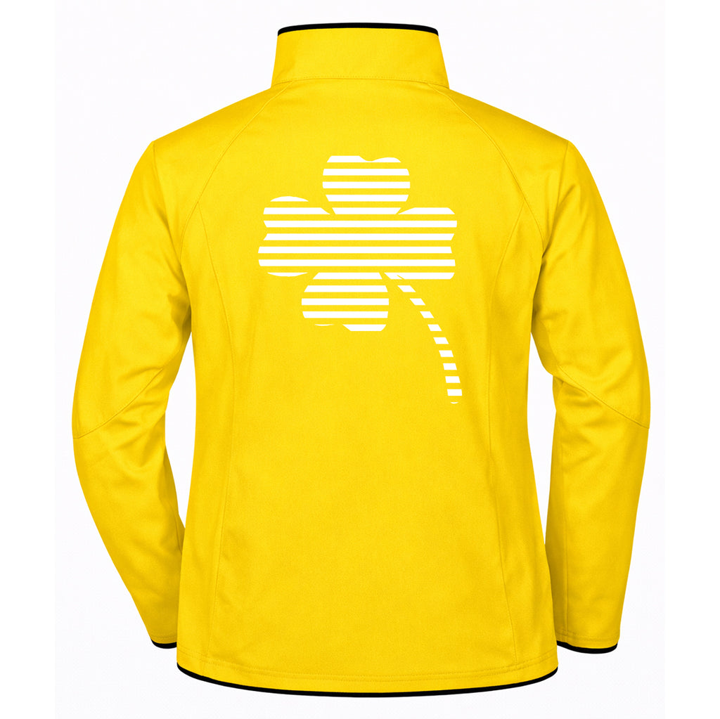 Klaus №3 – Gelbe Softshelljacke mit reflektierendem Aufdruck