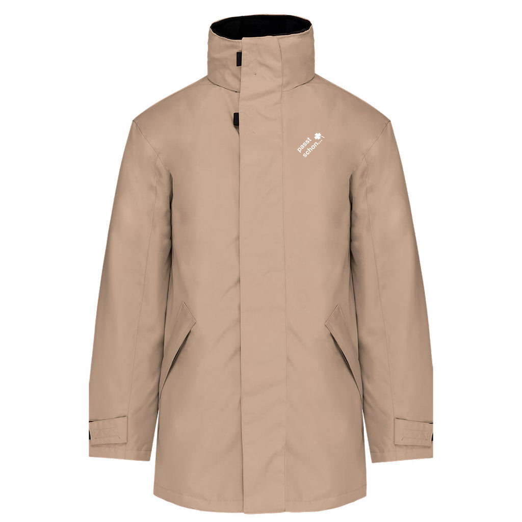 Parka №3 – Beige mit weißem Druck