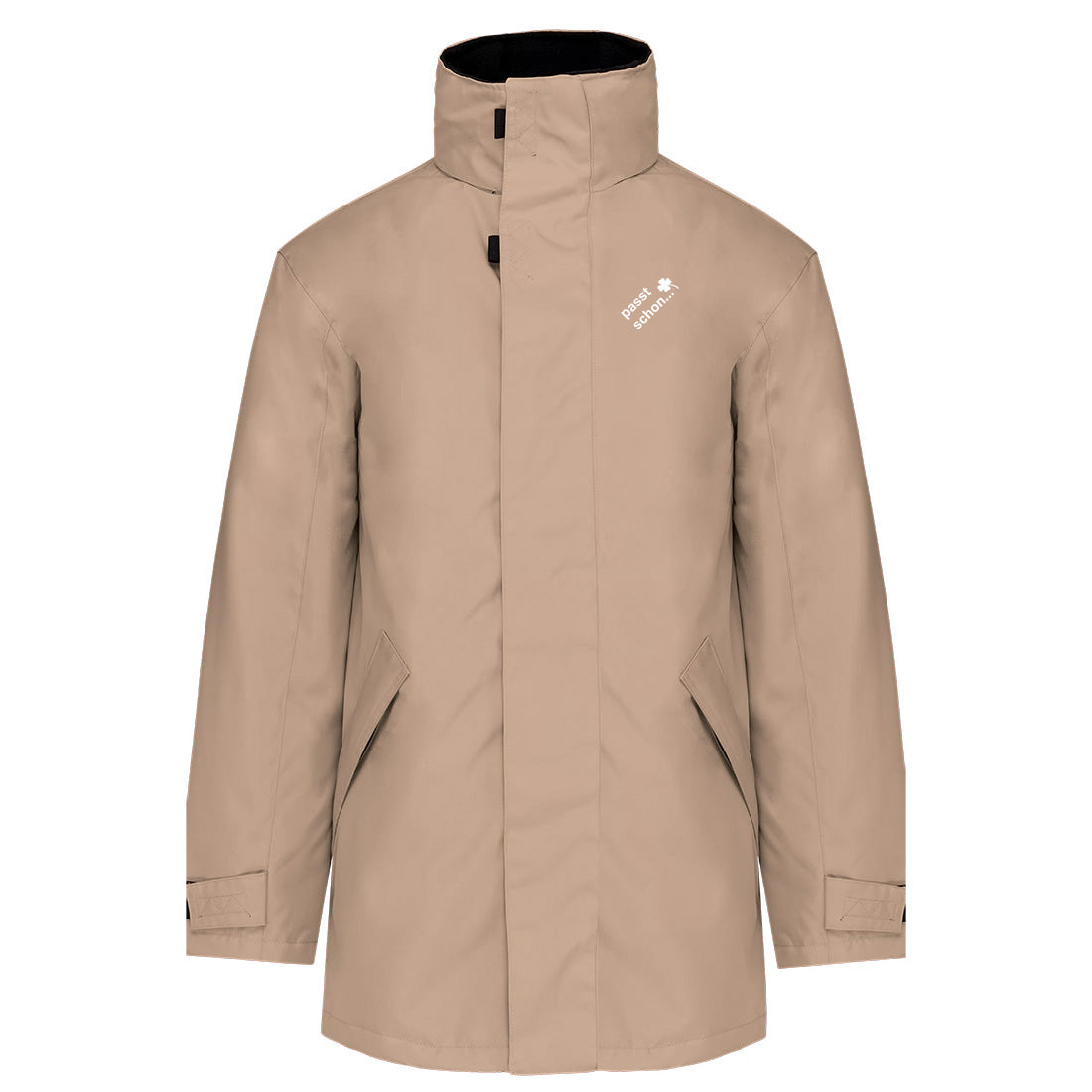 Parka №3 – Beige mit weißem Druck