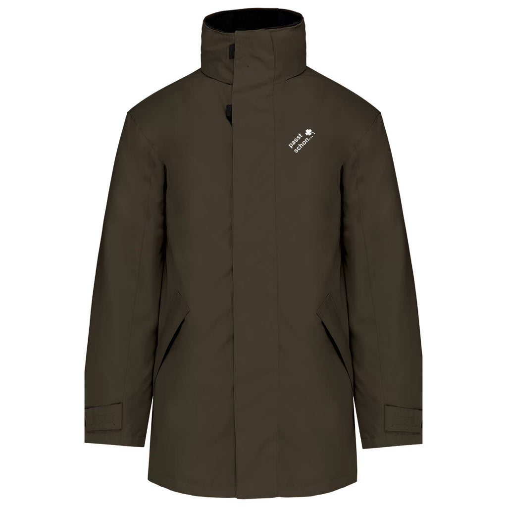 Parka №4 – Olivgrün mit weißem Druck