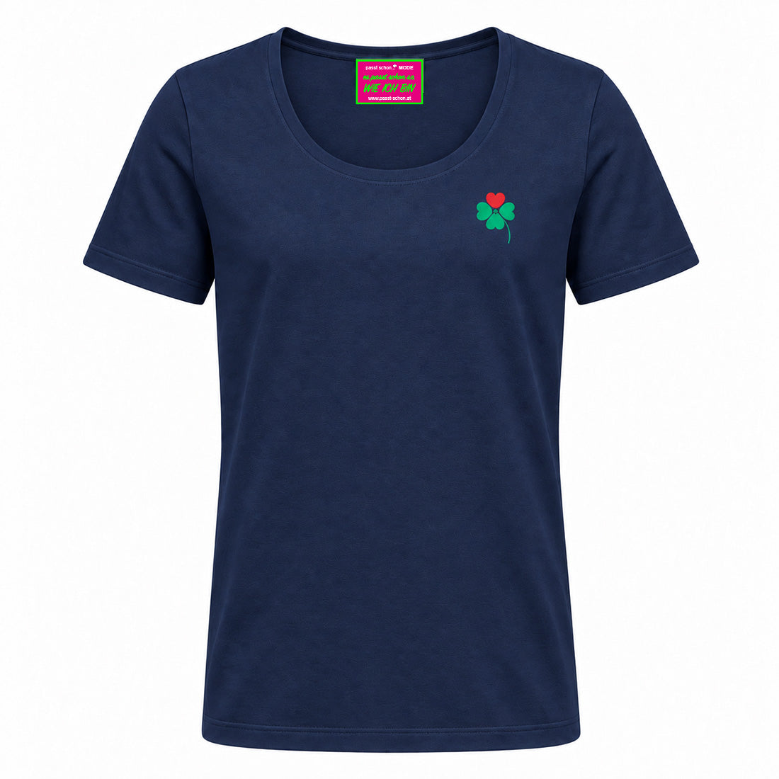Herz №2 – Dunkelblaues T-Shirt mit vierblättrigen Kleeblatt