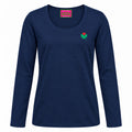 Herz №2 – Dunkelblaues langarm T-Shirt mit vierblättrigen Kleeblatt