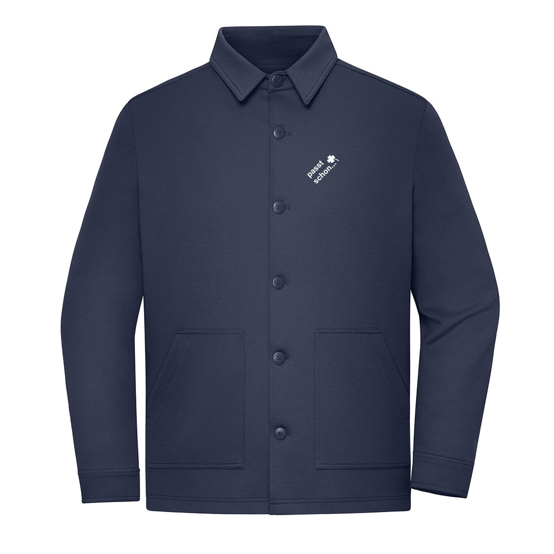 Hemdjacke №3 – Dunkelblau mit weißem Druck