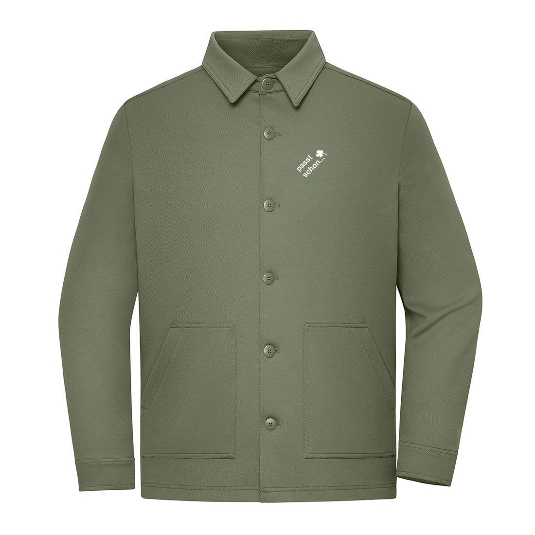 Hemdjacke №1 – Olivgrün mit weißem Druck