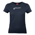 Marianna №10 – Dunkelblaues T-Shirt mit weißem verkehrtem Flockdruck