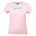 Marianna №4 – Rosa T-Shirt mit hellblauem verkehrtem Flockdruck
