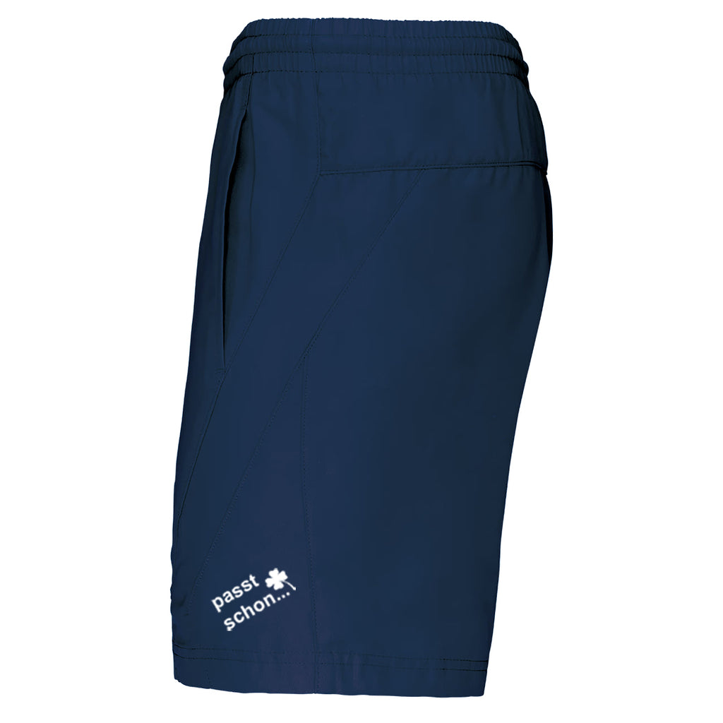 Andy №3 – Dunkelblaue Sport-Shorts mit weißer Logostickerei